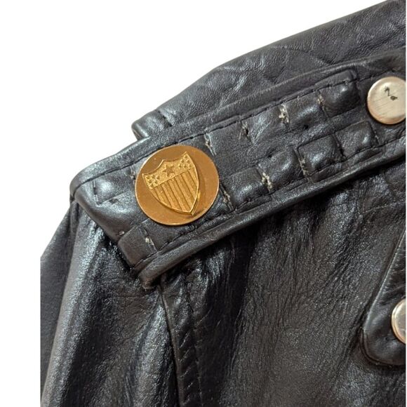 Vintage Ralph Lauren x Chaps U.S ARMY 100% Leather Moto Jacket Men's S in black - Picture 8 of 9